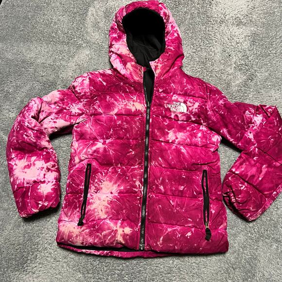 The North Face Jacket Kids Youth Girls Large 12 Reversible Puffer Pink Down - Picture 1 of 12
